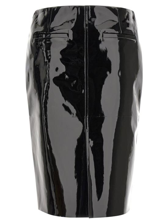 26FW 살바토레 페라가모 미디 스커트 에나멜  블랙 - SALVATORE FERRAGAMO
