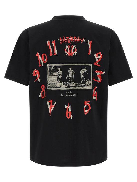 26FW 44레이블 반팔 티셔츠 프린트 티셔츠 블랙 - 44 LABEL