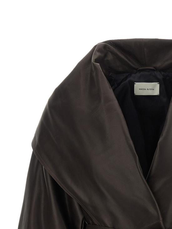 26FW 마그다뷰트림 코트 숄 칼라 가죽 재킷  재킷 브라운 - MAGDA BUTRYM