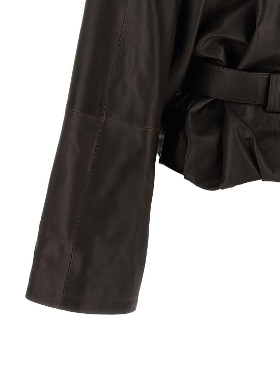 26FW 마그다뷰트림 코트 숄 칼라 가죽 재킷  재킷 브라운 - MAGDA BUTRYM