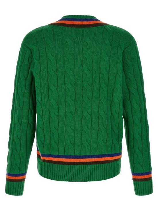 26FW 폴로 랄프로렌 니트웨어 케이블 무늬 브이니스트 스웨터 및 가디건 (녹색) - POLO RALPH LAUREN