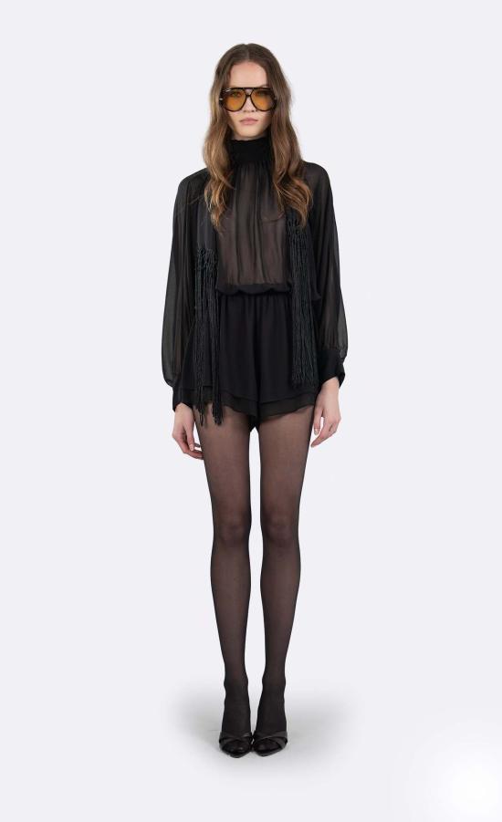  논살란트 레이블 숏 원피스 Nonchalant Label Carla Romper Black