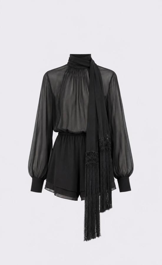  논살란트 레이블 숏 원피스 Nonchalant Label Carla Romper Black - NONCHALANT LABEL