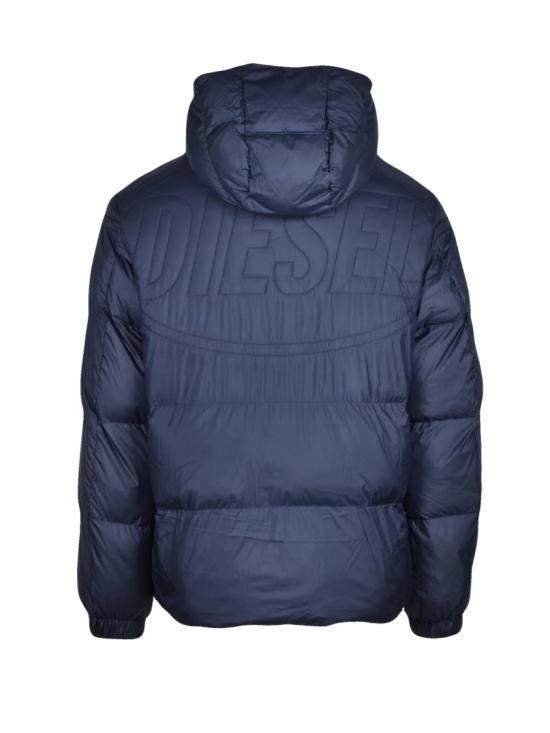 25FW 디젤 숏패딩 파란색 폴리에스터 패딩 다운 재킷 - DIESEL