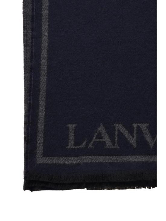 25FW 랑방 머플러/스카프 기하학적 무늬와 술 장식이 있는 직조 울 스카프 - LANVIN