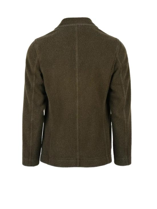 25FW 치르콜로1901 수트 자켓 클래식한 라펠과 질감 있는 마감 처리가 돋보이는 밀리터리 그린 컬러의 더블 브레스트 블레이저 - CIRCOLO 1901