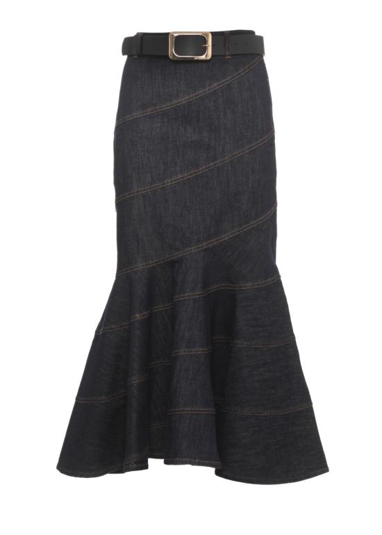 26FW 셀프 포트레이트 데님 스커트 PF26810MSKBLBLUE DENIM BELTEDBLUE