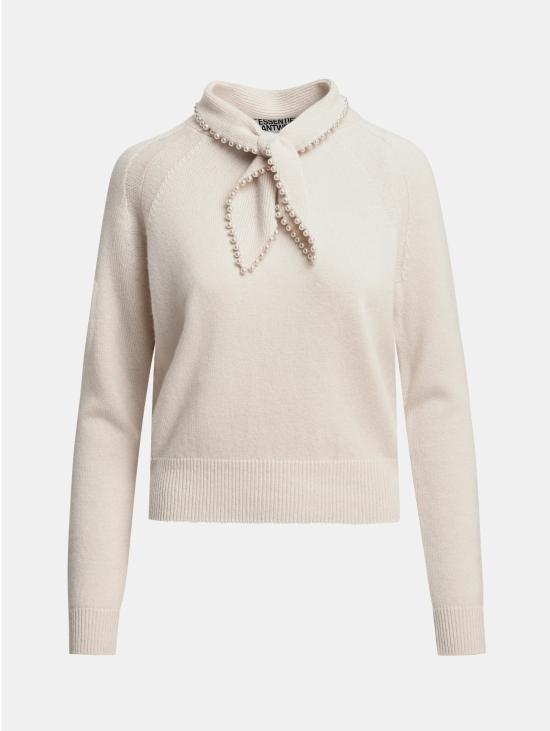 26FW 에센셜앤트워프 스웨터 Maglione Misto 캐시미어 콘 콜레토 및 Perline Bianco - ESSENTIEL ANTWERP