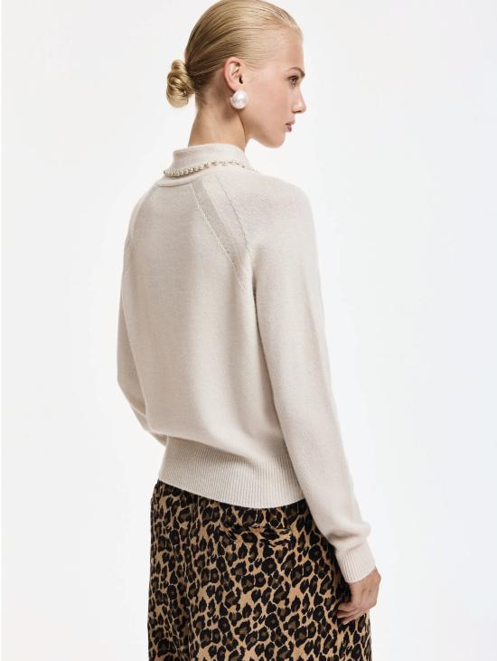26FW 에센셜앤트워프 스웨터 Maglione Misto 캐시미어 콘 콜레토 및 Perline Bianco - ESSENTIEL ANTWERP