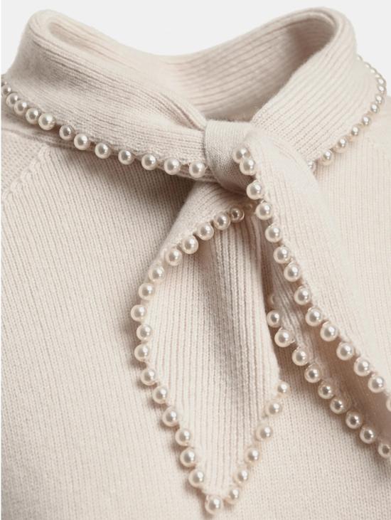 26FW 에센셜앤트워프 스웨터 Maglione Misto 캐시미어 콘 콜레토 및 Perline Bianco - ESSENTIEL ANTWERP