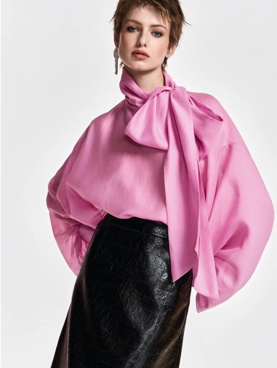 26FW 에센셜앤트워프 블라우스 Camicia con Fiocco e mManiche a Sbuffo Rosa