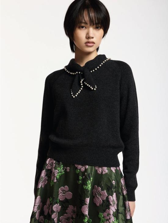 26FW 에센셜앤트워프 스웨터 Maglione Misto 캐시미어 콘 콜레토 및 Perline Acciaio