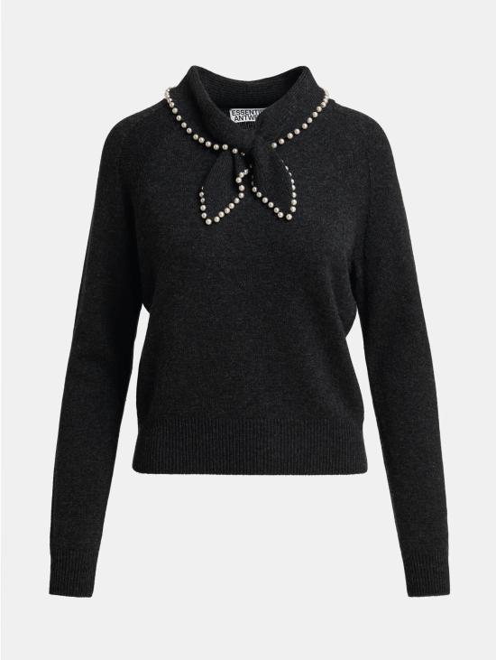 26FW 에센셜앤트워프 스웨터 Maglione Misto 캐시미어 콘 콜레토 및 Perline Acciaio - ESSENTIEL ANTWERP