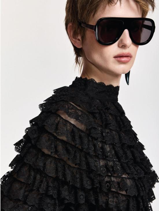 26FW 에센셜앤트워프 터틀넥 Maglia in Pizzo e Volant Nero - ESSENTIEL ANTWERP