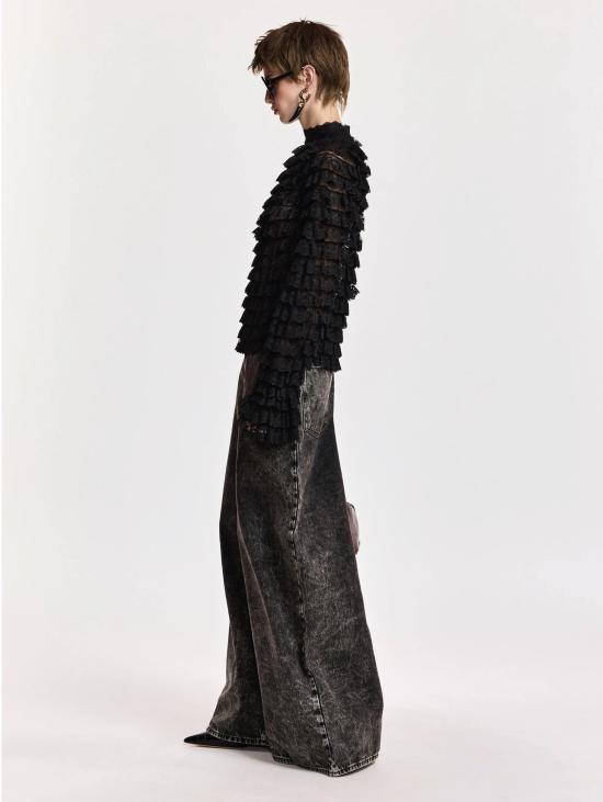 26FW 에센셜앤트워프 터틀넥 Maglia in Pizzo e Volant Nero - ESSENTIEL ANTWERP