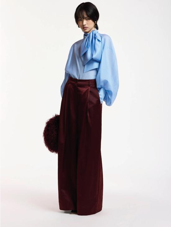 26FW 에센셜앤트워프 블라우스 카미시아 콘 피오코 에 마니체 아 스부포 블루 - ESSENTIEL ANTWERP