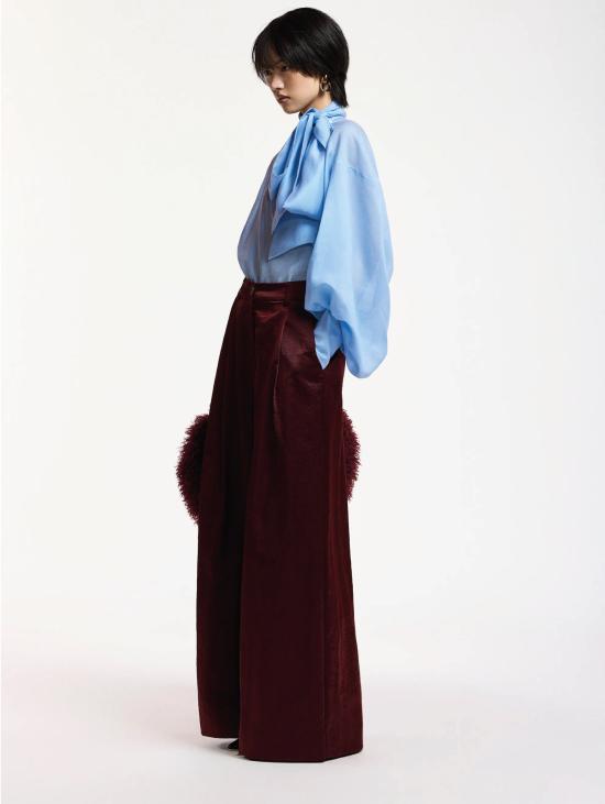 26FW 에센셜앤트워프 블라우스 카미시아 콘 피오코 에 마니체 아 스부포 블루 - ESSENTIEL ANTWERP