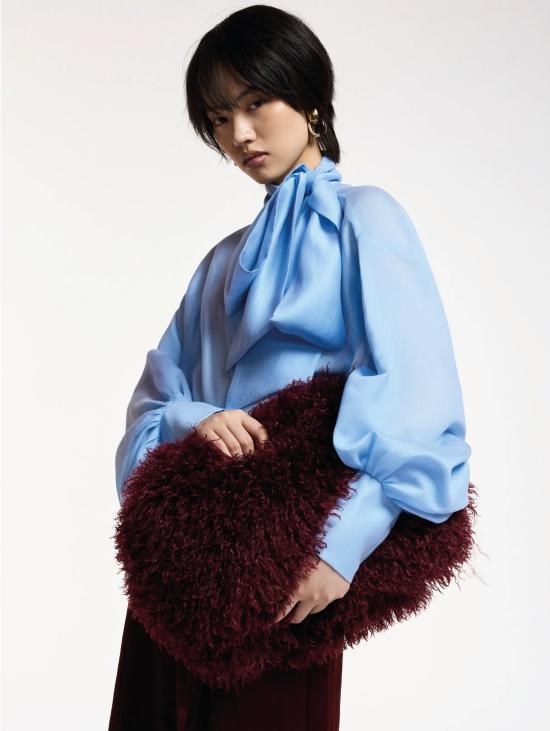 26FW 에센셜앤트워프 블라우스 카미시아 콘 피오코 에 마니체 아 스부포 블루 - ESSENTIEL ANTWERP