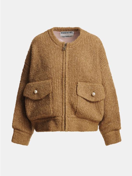 26FW 에센셜앤트워프 자켓 Maglia Bouclè con Pelliccia Removibile Cammello를 입은 폭격기 - ESSENTIEL ANTWERP