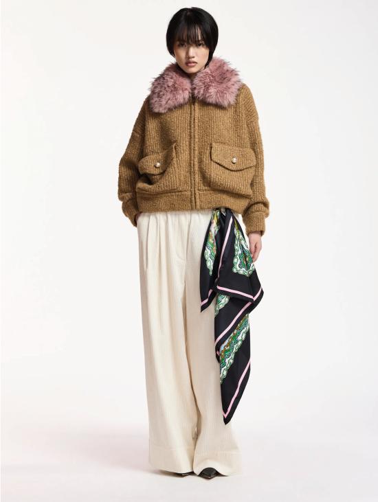 26FW 에센셜앤트워프 자켓 Maglia Bouclè con Pelliccia Removibile Cammello를 입은 폭격기 - ESSENTIEL ANTWERP