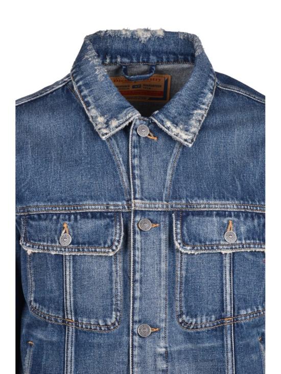 25FW 디젤 데님 자켓 버튼 여밈과 실용적인 주머니가 있는 미디엄 블루 워싱  재킷 - DIESEL