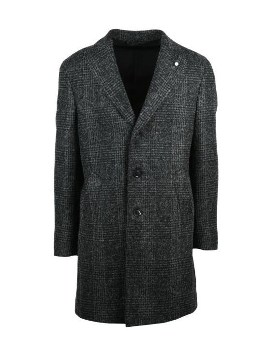 25FW 루이지 비안끼 코트 회색과 검정색이 섞인 울 혼방 코트