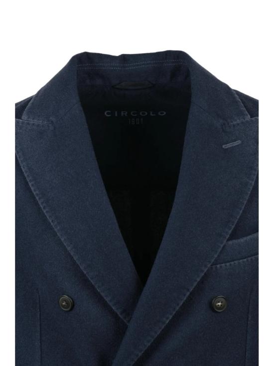 25FW 치르콜로1901 수트 자켓 깊은 미드나잇 블루 색상의 와이드 라펠 더블 브레스트 재킷 - CIRCOLO 1901