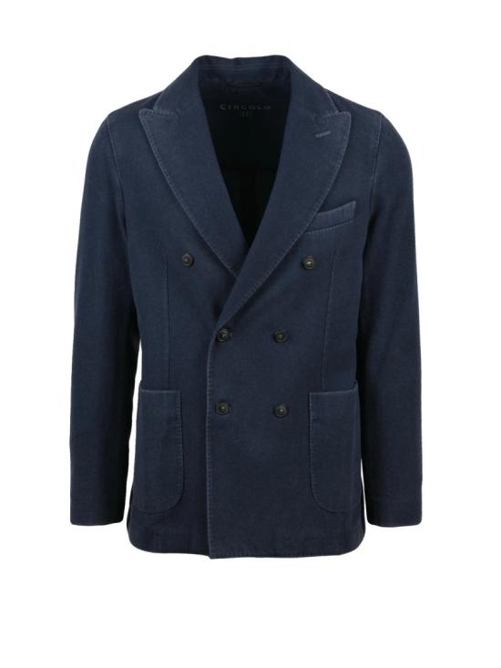 25FW 치르콜로1901 수트 자켓 깊은 미드나잇 블루 색상의 와이드 라펠 더블 브레스트 재킷