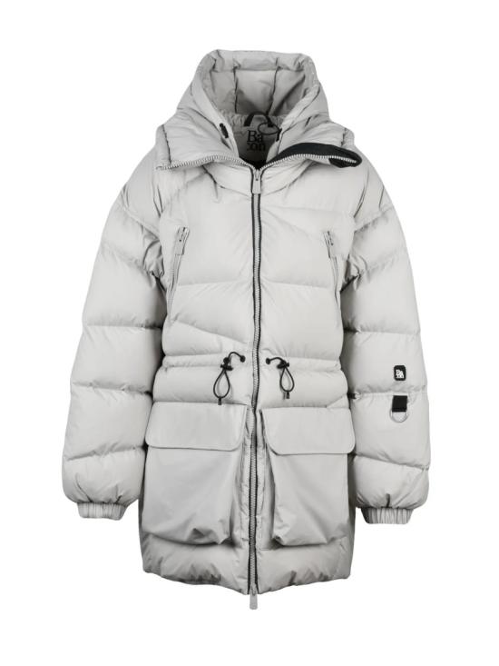 25FW 베이컨 롱패딩 펄 그레이 폴리에스터 더블 B 파카 다운 재킷