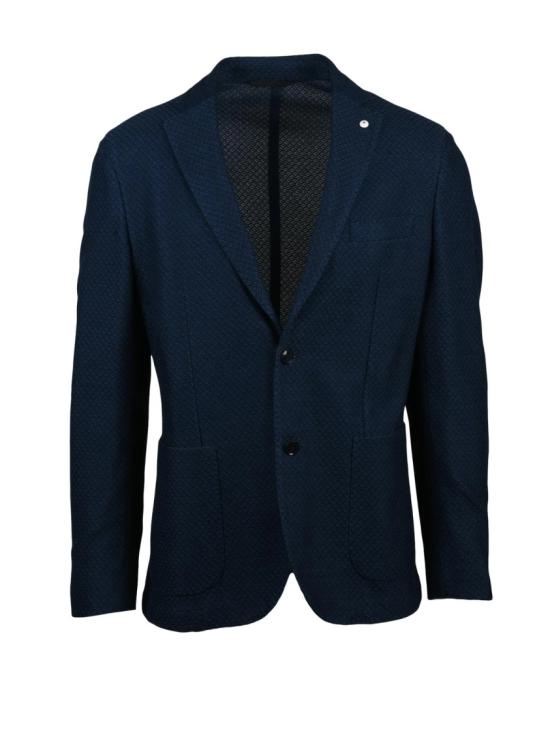 25FW 엘비엠 수트 자켓 질감 있는 원단과 맞춤형 실루엣이 돋보이는 나이트 블루 컬러의 슬림핏 블레이저