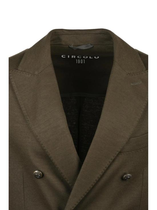 25FW 치르콜로1901 수트 자켓 포레스트 그린 색상의 와이드 라펠 더블 브레스트 블레이저 - CIRCOLO 1901