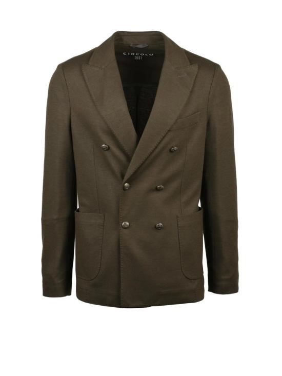 25FW 치르콜로1901 수트 자켓 포레스트 그린 색상의 와이드 라펠 더블 브레스트 블레이저