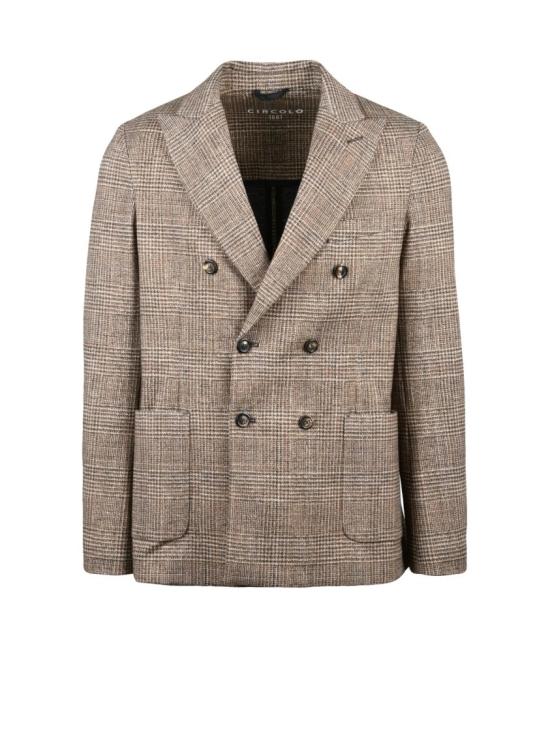 25FW 치르콜로1901 수트 자켓 더블 브레스트 체크 재킷, 넓은 라펠과 패치 포켓