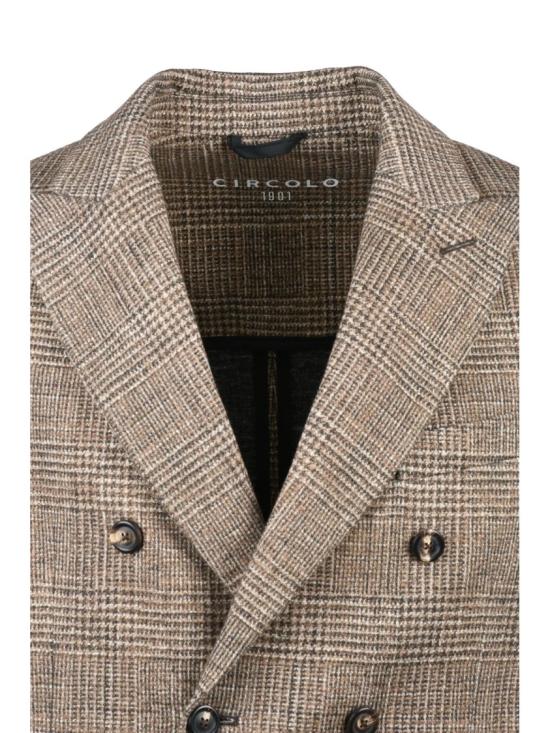 25FW 치르콜로1901 수트 자켓 더블 브레스트 체크 재킷, 넓은 라펠과 패치 포켓 - CIRCOLO 1901