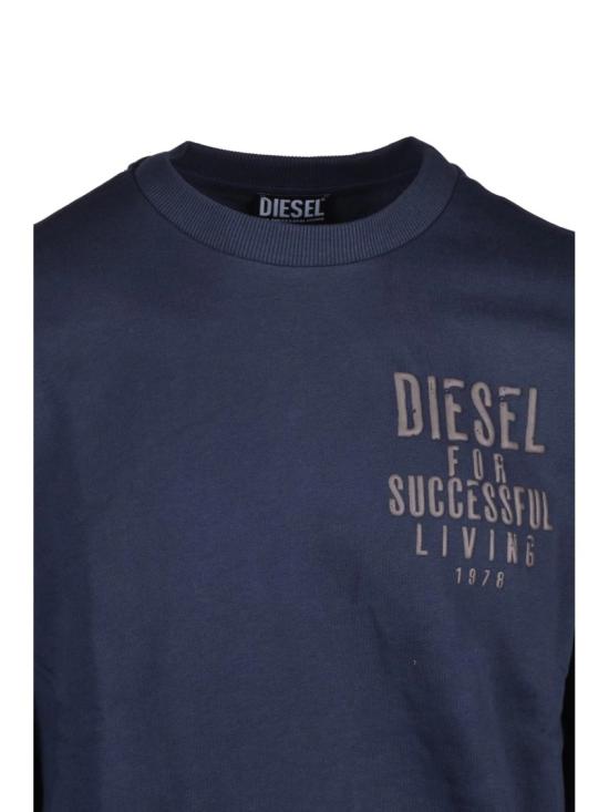 25FW 디젤 니트웨어 클래식한 딥 블루 크루넥 스웨트셔츠 (골지 디테일) - DIESEL