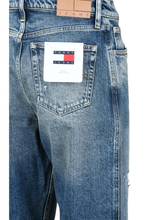  토미진 데님 팬츠 블루 디스트레스드 미드라이즈 진 - TOMMY JEANS