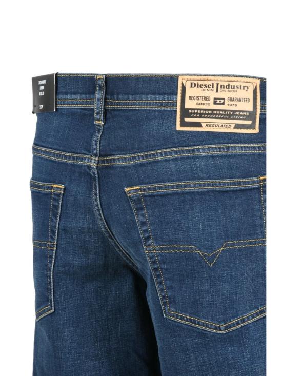 25FW 디젤 데님 팬츠 파란색 스트레치 코튼 테이퍼드 진 - DIESEL