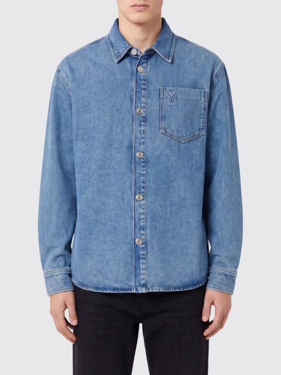 26FW 아미 데님 셔츠 UJK918DE0046 480 Gnawed Blue