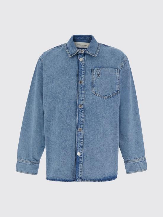26FW 아미 데님 셔츠 UJK918DE0046 480 Gnawed Blue - AMI