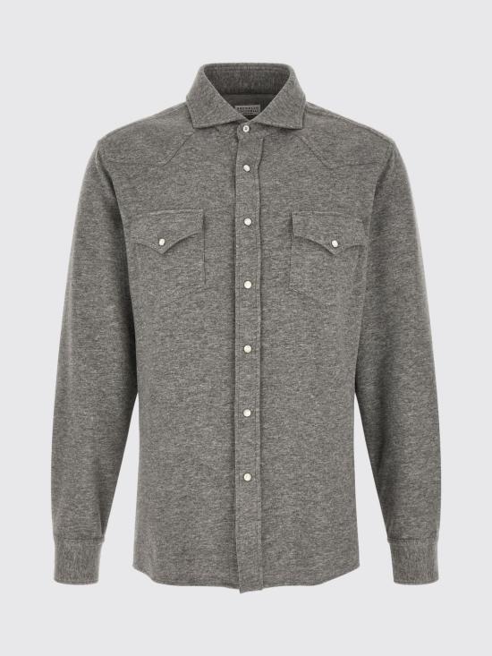 26FW 브루넬로 쿠치넬리 스냅 버튼 포켓 셔츠 MM840KC01 C8469 Grey - BRUNELLO CUCINELLI