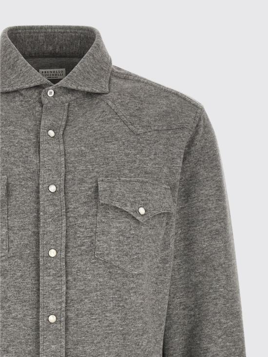 26FW 브루넬로 쿠치넬리 스냅 버튼 포켓 셔츠 MM840KC01 C8469 Grey - BRUNELLO CUCINELLI