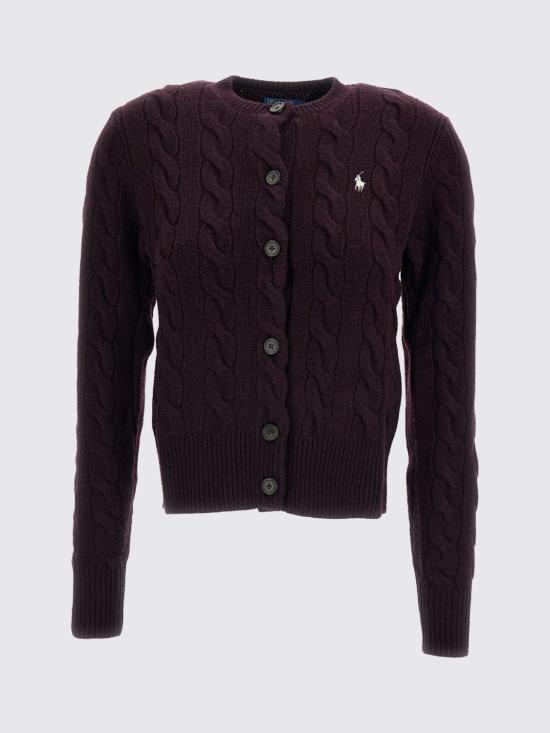 26FW 폴로 랄프로렌 로고 자수 크루넥 가디건 211972104 506 Violet - POLO RALPH LAUREN