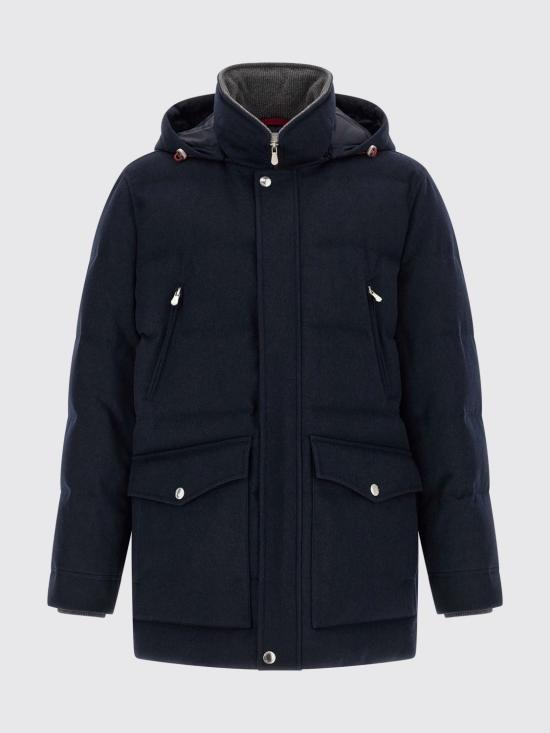26FW 브루넬로 쿠치넬리 본디드 울 플란넬 탈부착 후드 다운 자켓 MM4701823 CYG13 Grey 1 - BRUNELLO CUCINELLI