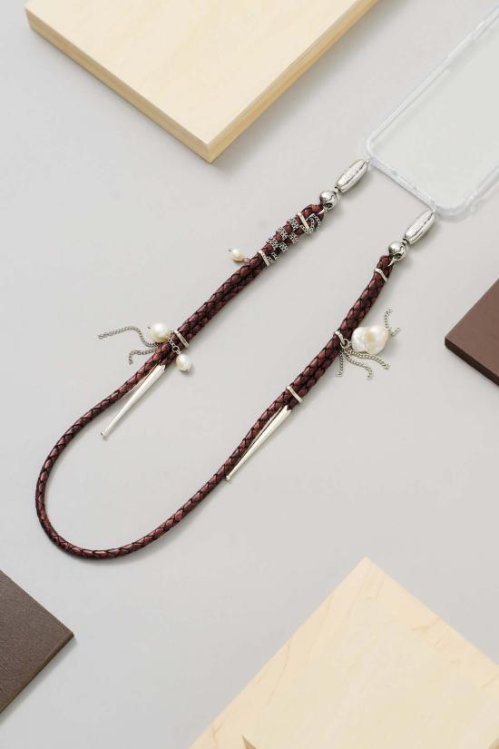  OSSA NEW YORK 핸드폰 액세사리 Ossa New York 가죽 볼로 앤 펄 숄더폰 스트랩 - OTHER BRANDS