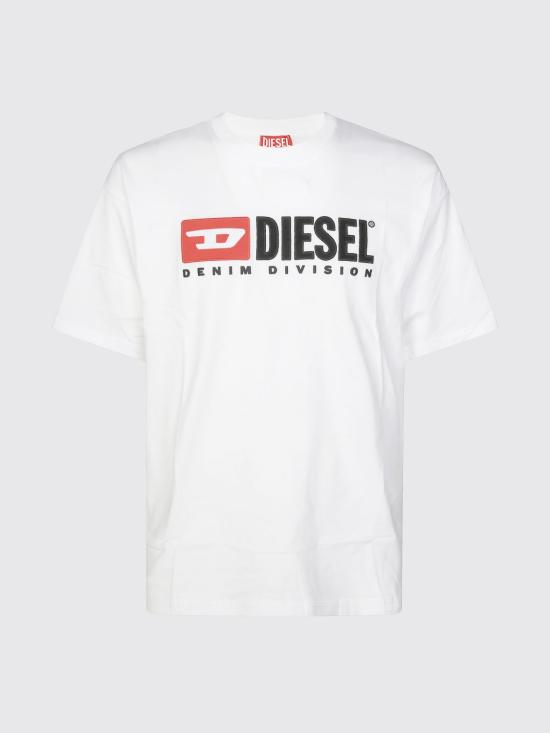 26FW 디젤 T-박스트-Div 로고 패치 티셔츠 A149430GRAI 100 White - DIESEL
