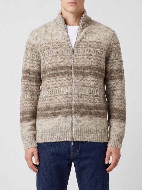 26FW 브루넬로 쿠치넬리 집업 니트 MTF710016 CBW82 Beige