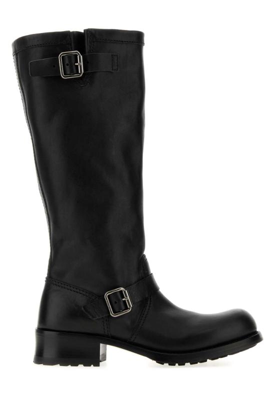 26FW 프라다 더블 버클 레더 부츠 1W412OF040V69 F0002 BLACK