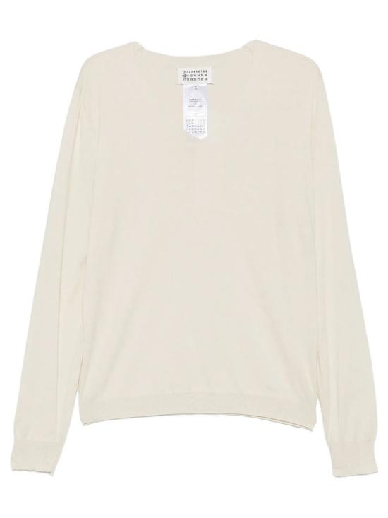 26FW 마르지엘라 코튼 브이넥 스웨터 S50HN0024M13301 102 NUDE NEUTRALS