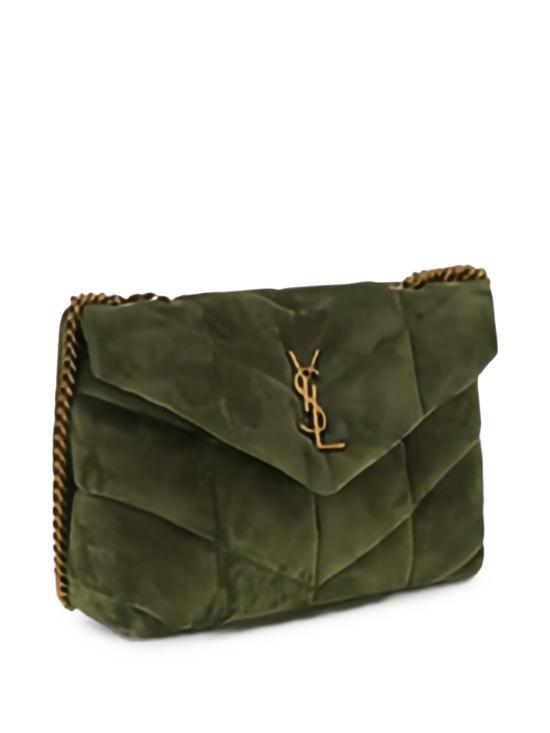 26FW 생로랑 토이 푸퍼 스웨이드 숄더백 7593371U807 3353 GREEN - SAINT LAURENT