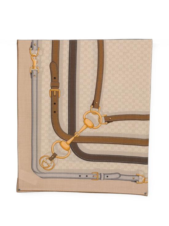 26FW 구찌 프린트 GG 실크 트윌 자카드 숄 A007EB3GARI9700 BEIGE